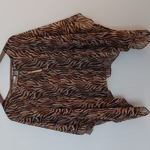NWT Chico's 100% Silk Sheer Animal/Tiger Print Ponch Size M/L